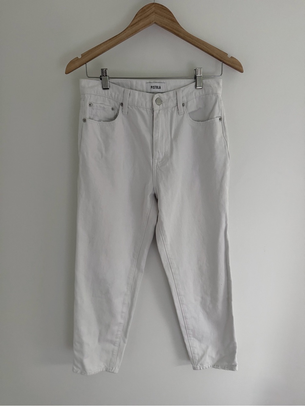 Pistola White Cropped Straight Jeans 26 Mid Rise Minimalist